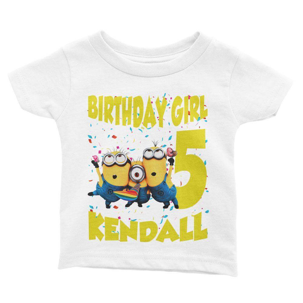 Personalized with Name, Details about   Girl Minion Birthday Tee Personalized Birthday T-Shirt