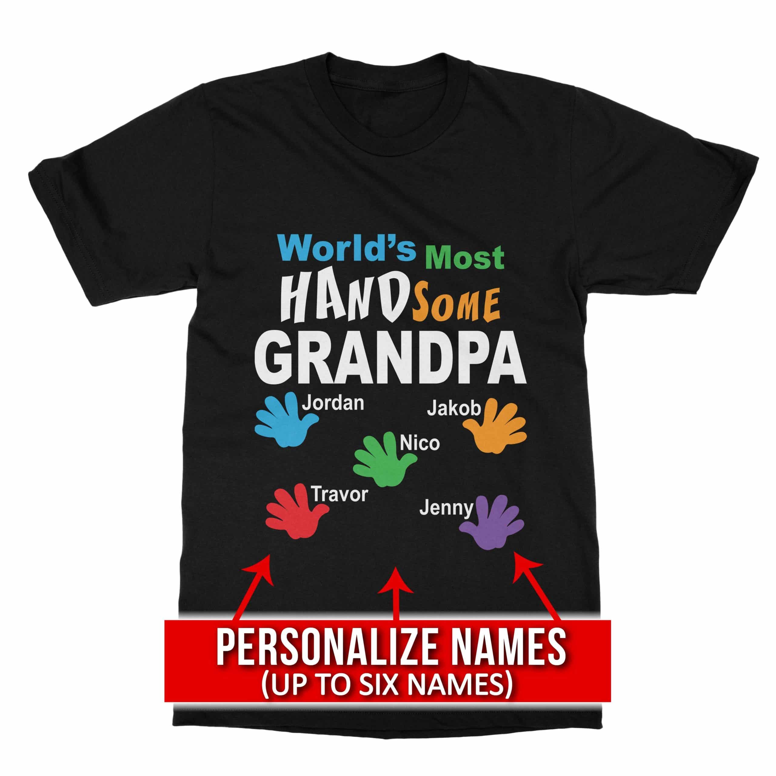 Personalized Handsome Grandpa Shirt Black Men XX-Large
