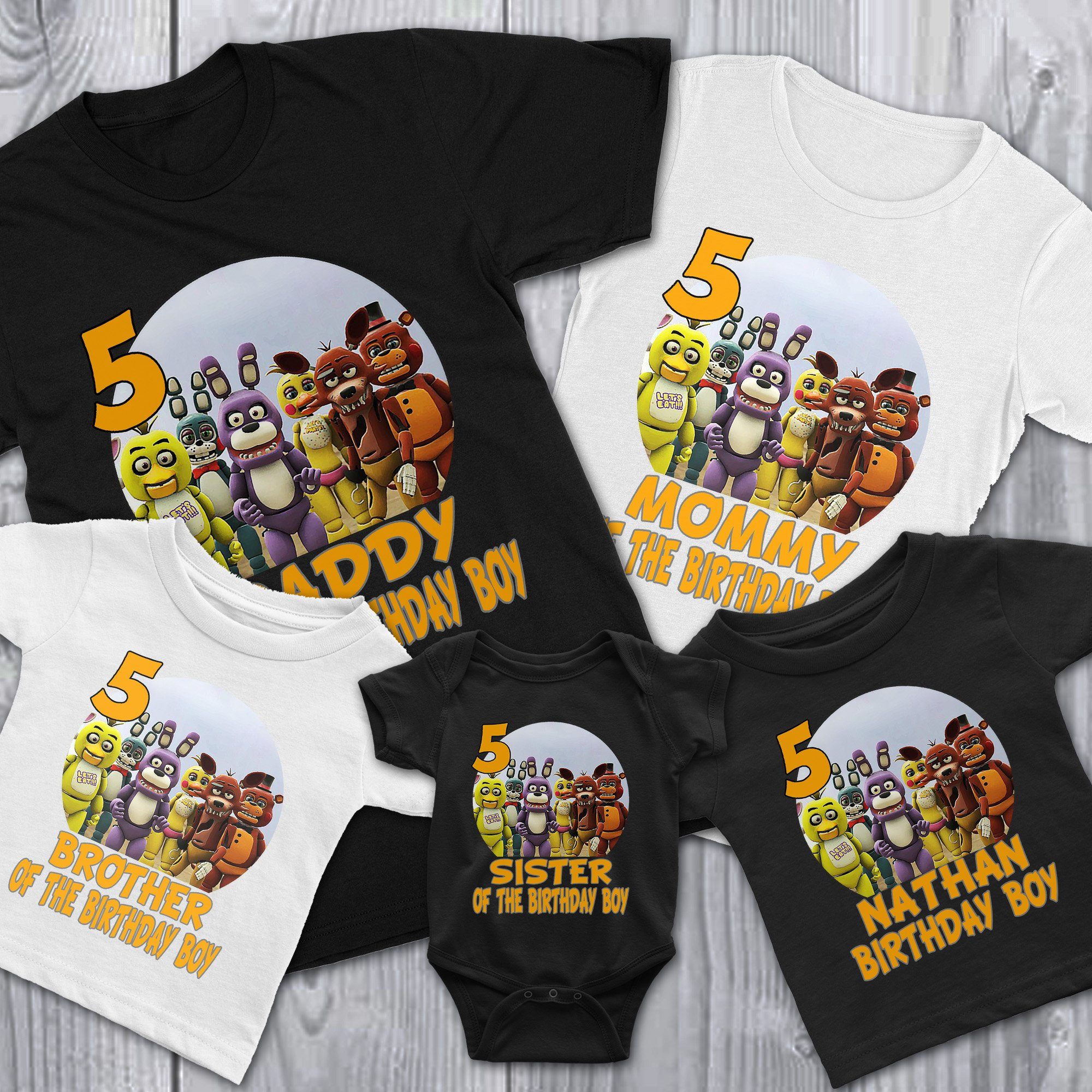 New Personalized Character 5 Nights at Freddy Birthday Shirt