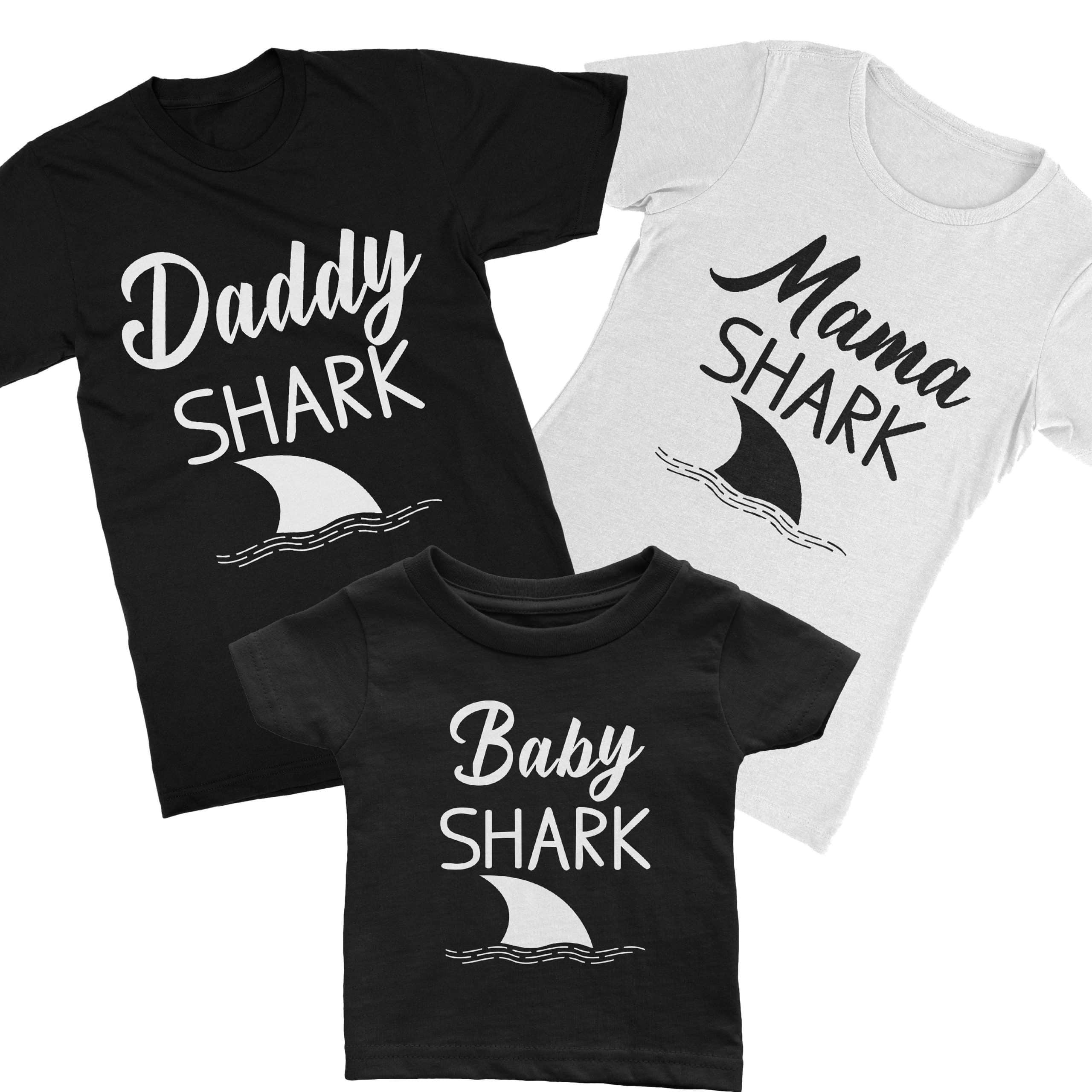 Matching Mama Shark Daddy Shark Family Shark - Cuztom Threadz