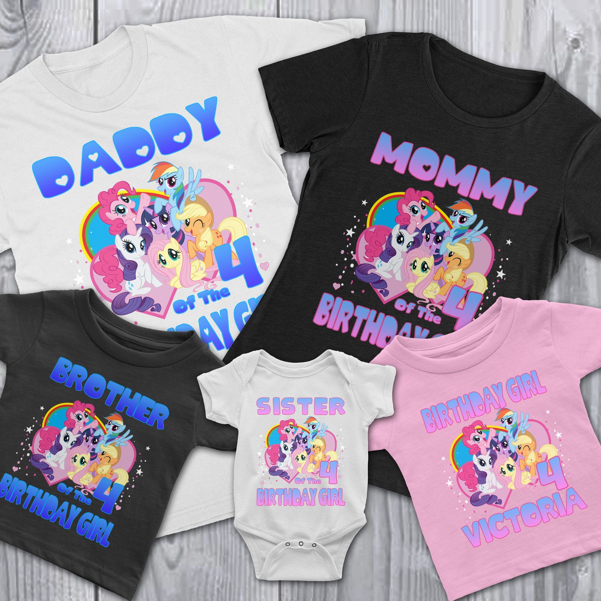 My Little Pony Birthday Shirt 1st 2nd 3rd 4th 5th 6th 7th 8th 9th Birthday Raglan Personalized with your Child's Name & Age