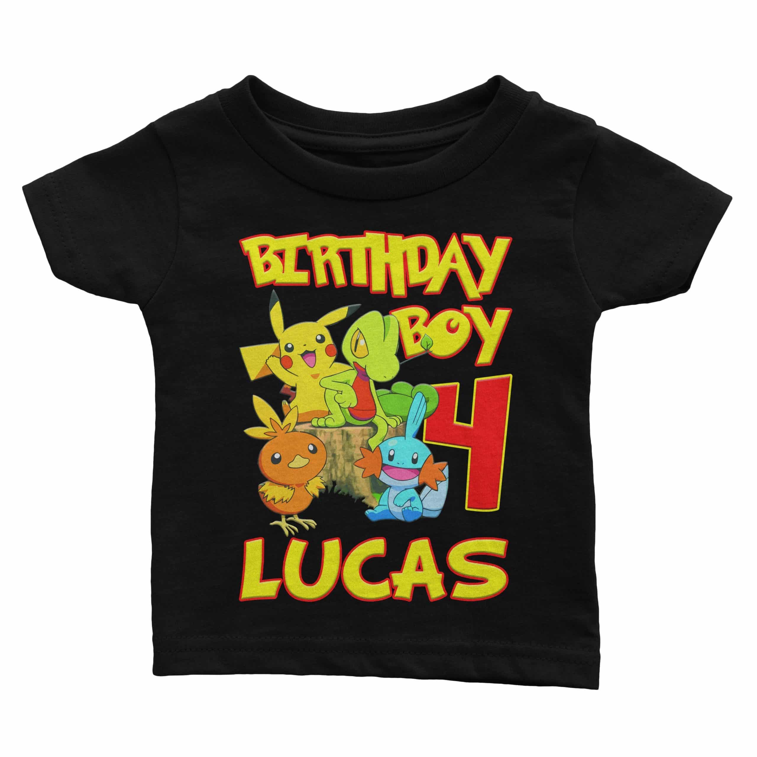 Pokemon and Pikachu Personalized Custom Birthday Shirt in 8 Different Colors 