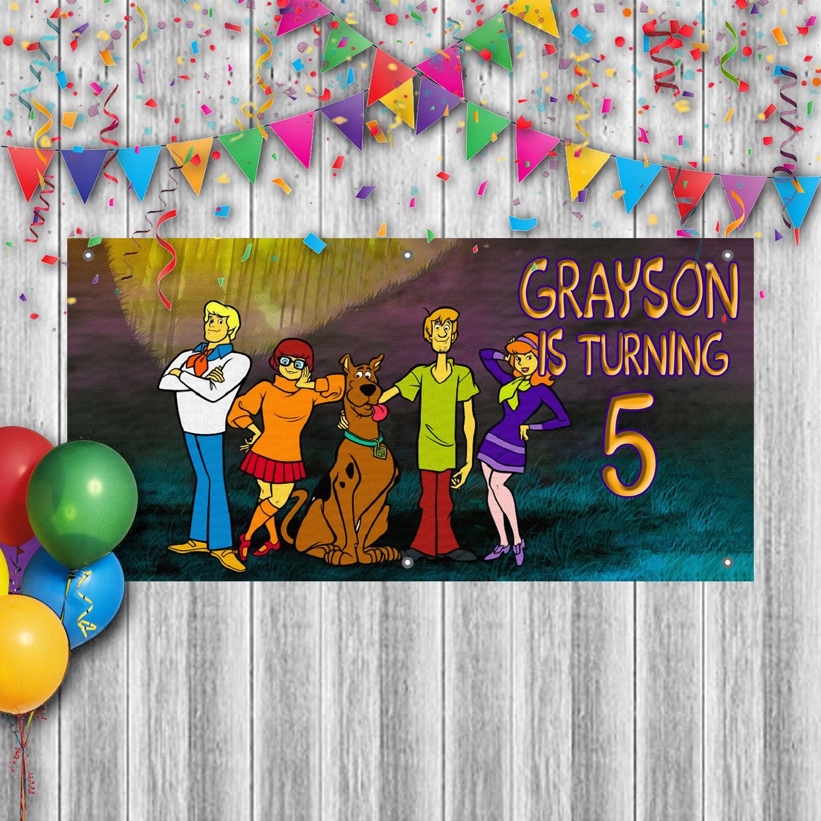 Birthday banner Personalized 4ft x 2 ft Scooby doo