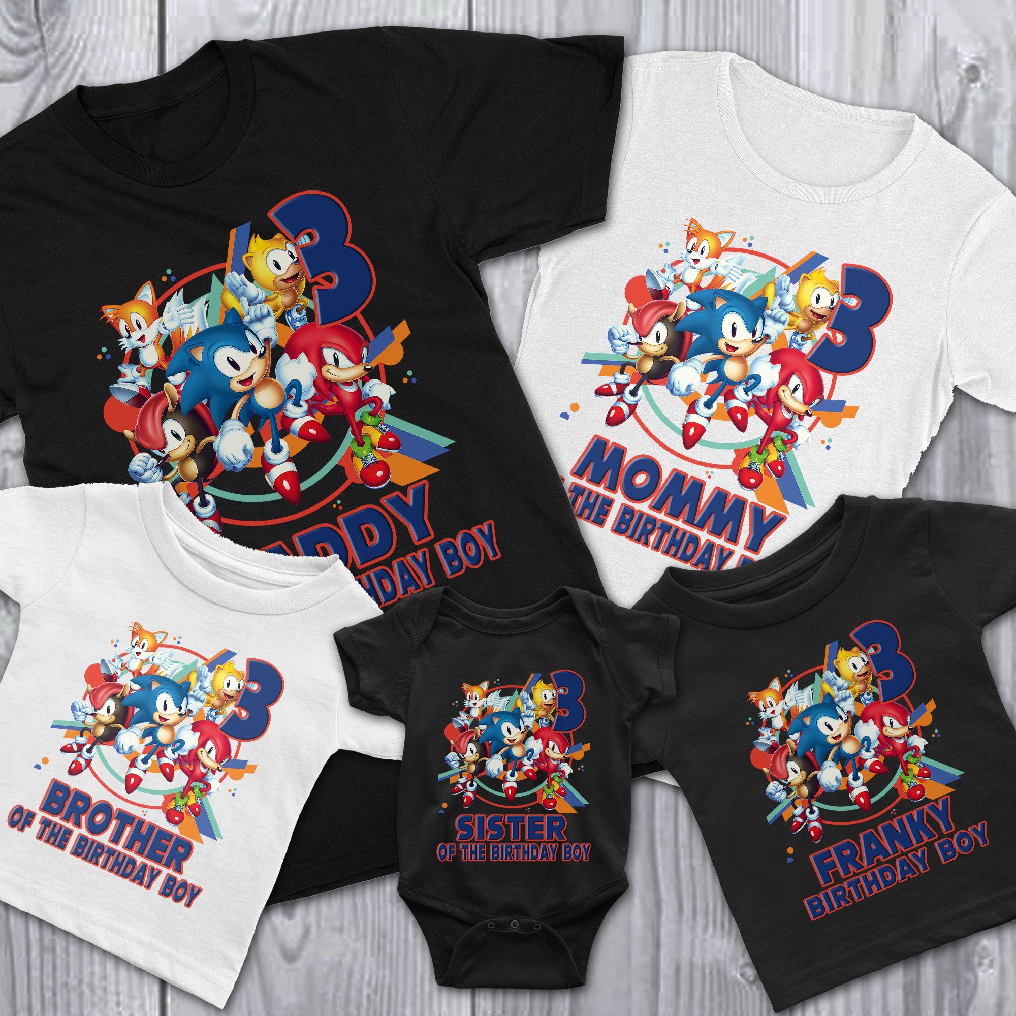 Custom Sonic Birthday Shirt Print Name And Age Png Design Classic T-Shirt -  TourBandTees