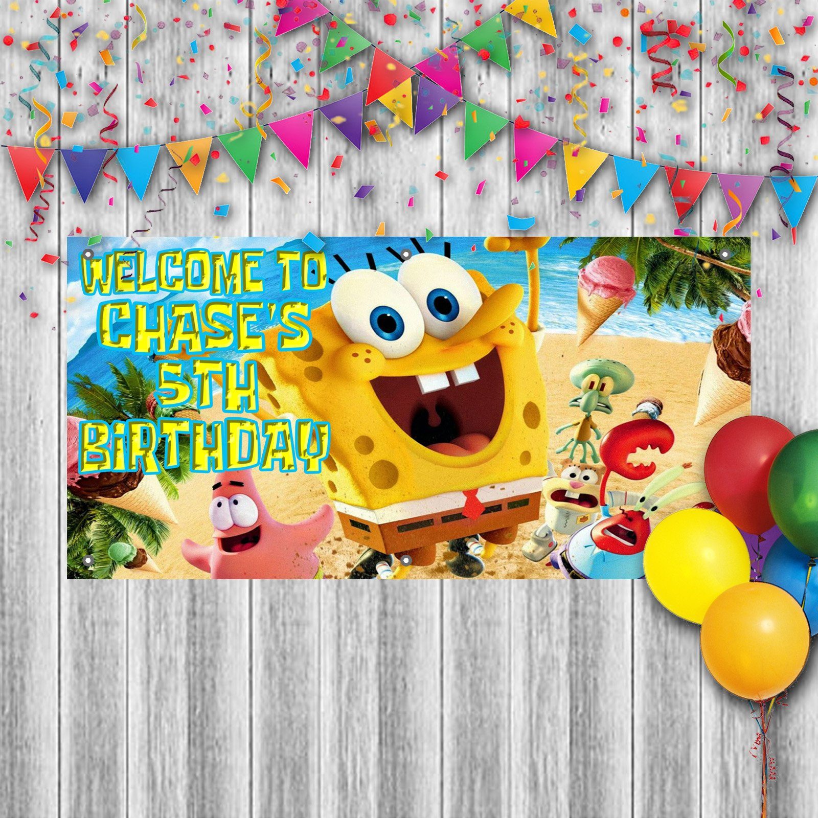 Custom Birthday Spongebob Banner Weatherproofing