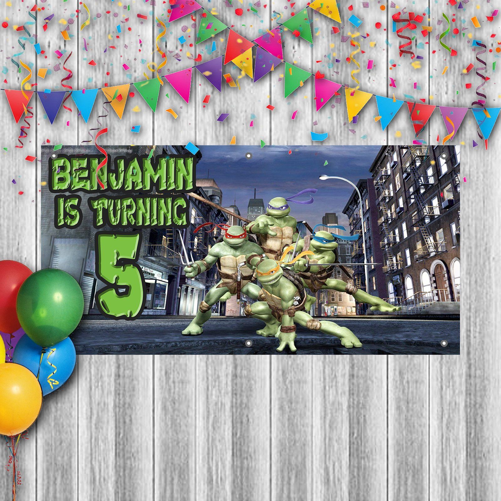 Personalized TMNT Ninja Turtles Birthday Banner Weatherproofing