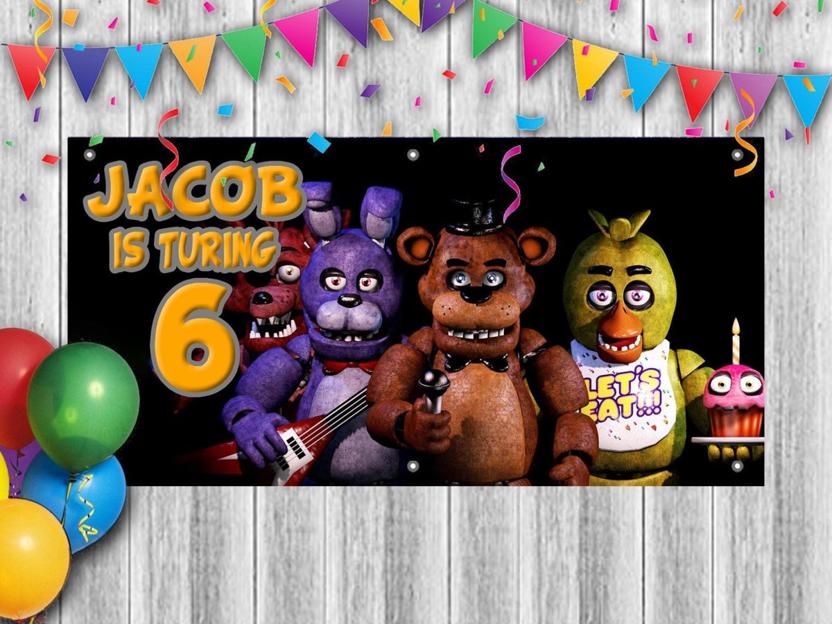 Five Nights at Freddy's Happy Birthday Sign - FNAF Birthday Banner - 5  Nights Freddy's Party - 5 Nights Freddy's Video Game Party 100817