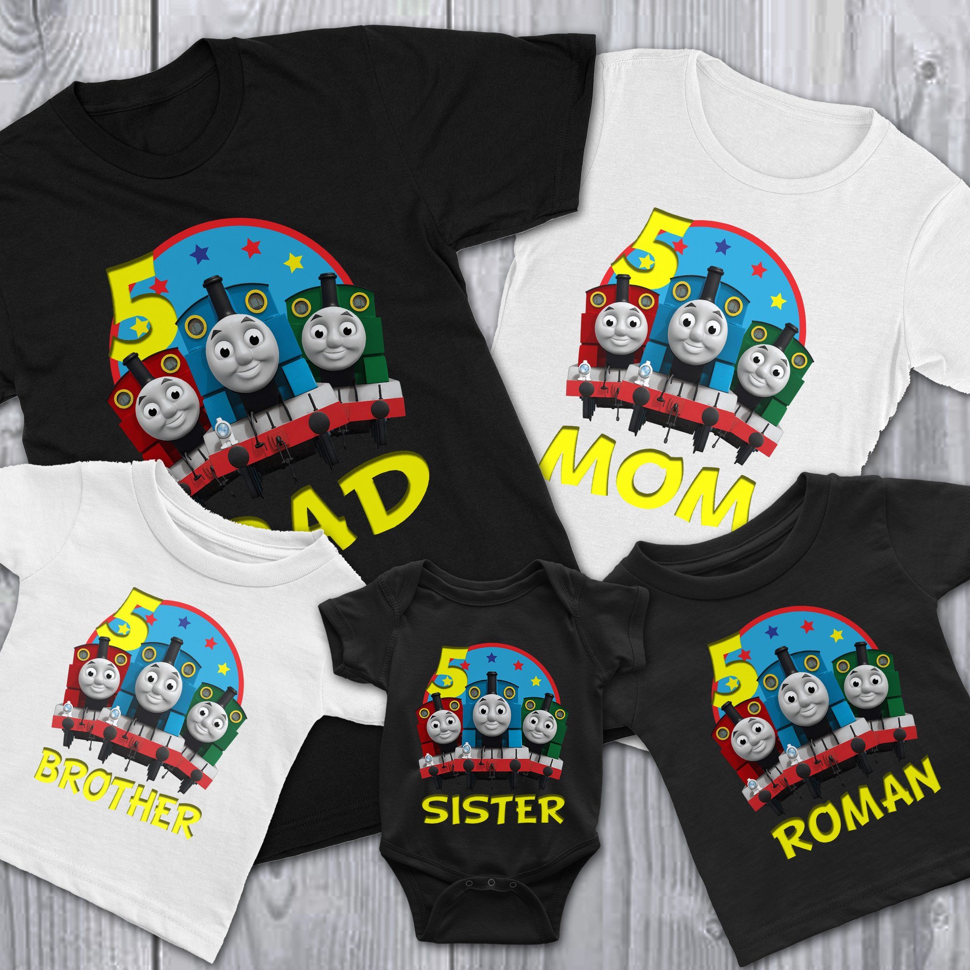 Kids T Shirt Name 5th Birthday Train Personalise with Name Birthday Gift
