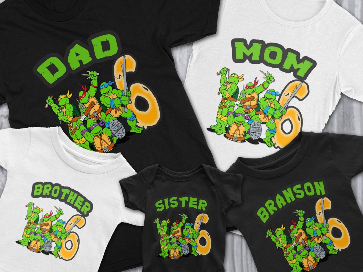 Personalized Ninja Turtles Birthday Shirt Youth Toddler and Adult Sizes Available Black 4T