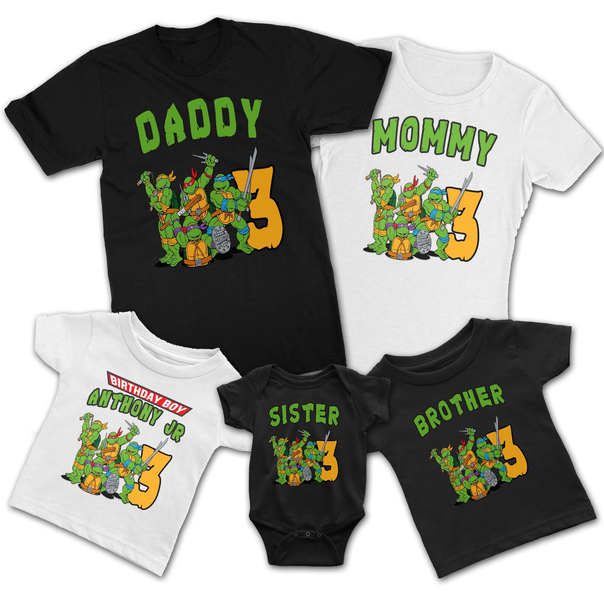 ninja turtle birthday shirts for family