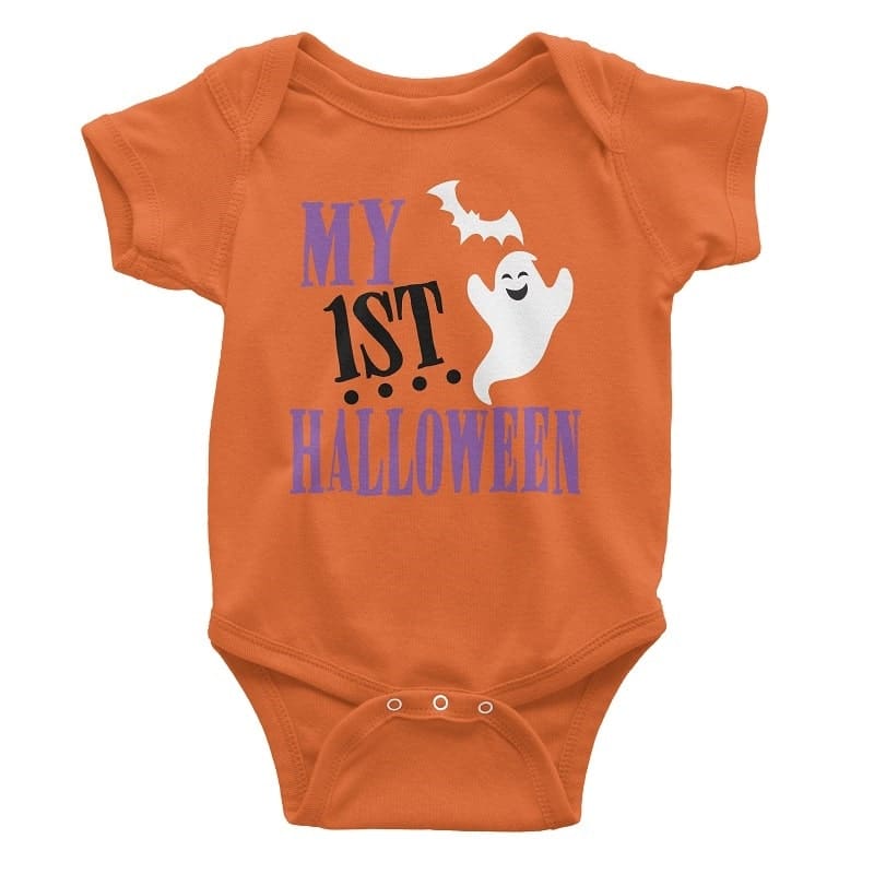 My First Halloween Onesie for Infants | Orange & Black | Cuztom Threadz