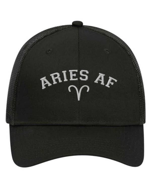 Aries AF Astrology Signs Embroidery Trucker Hat Cap - Cuztom Threadz