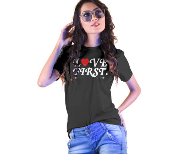 Love First Valentines Style T-Shirt - Cuztom Threadz