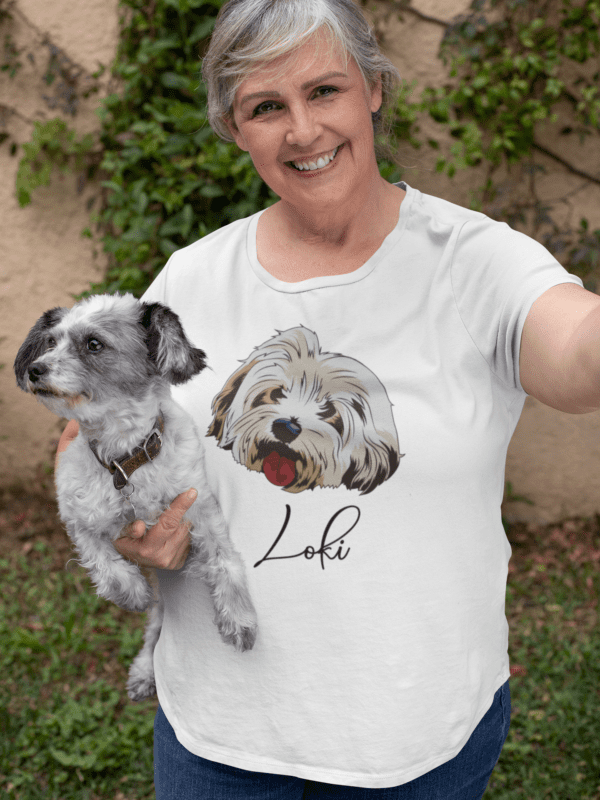 t shirt mockup of a woman taking a selfie with her dog 32216
