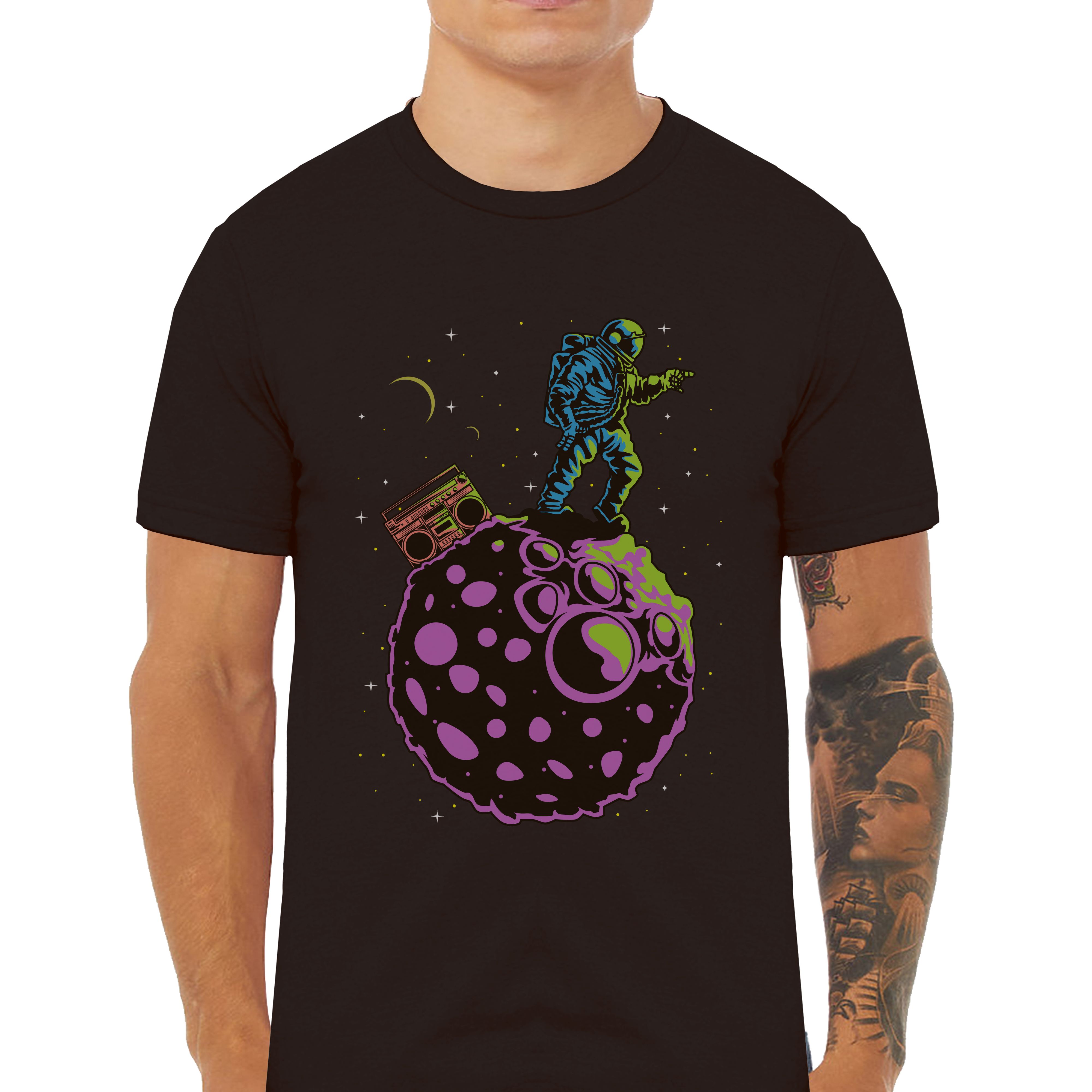 Moon Walking Astronaut In Space Classic Graphic T-Shirt - Cuztom Threadz