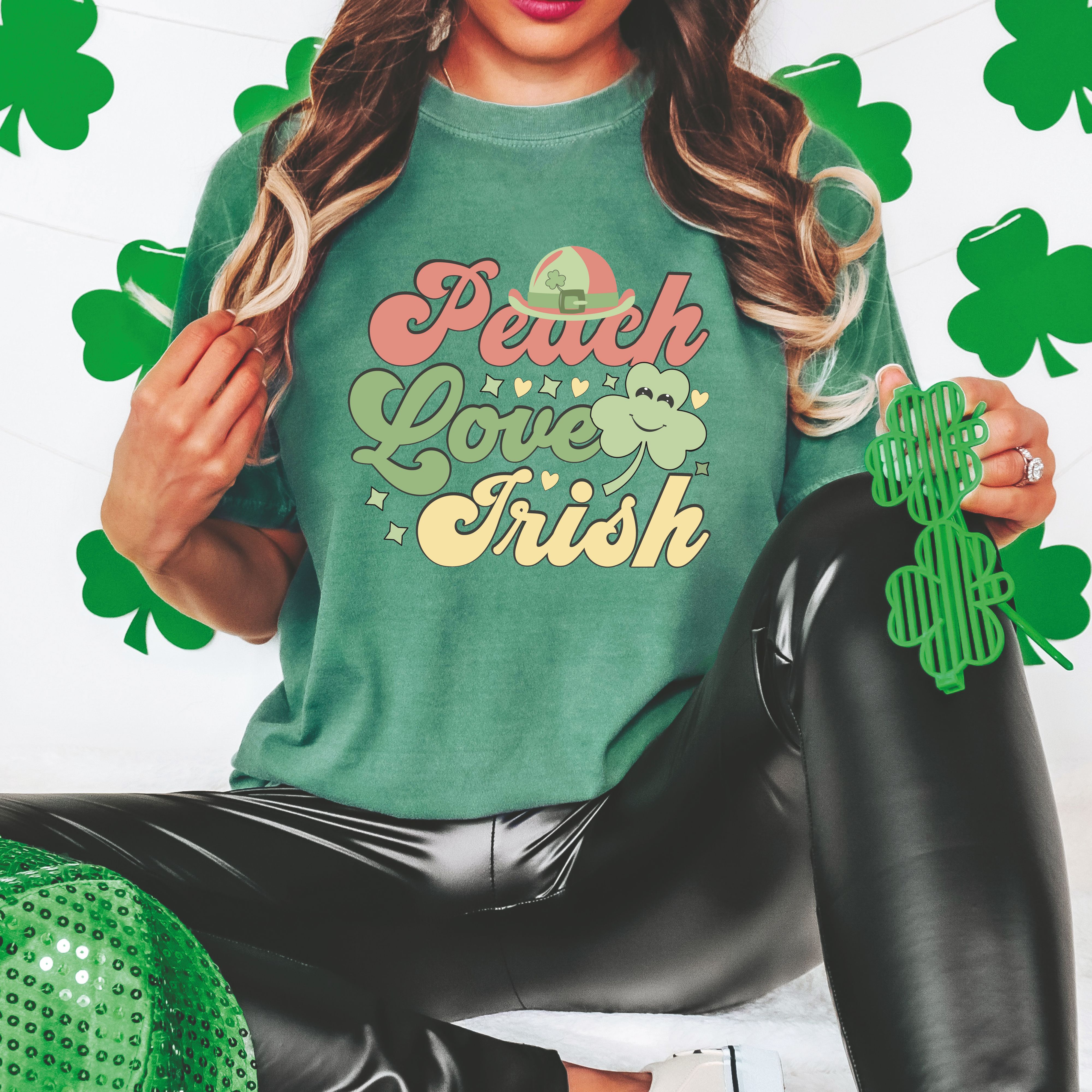 Peach Love Irish St Patrick's Day T-Shirts - Cuztom Threadz