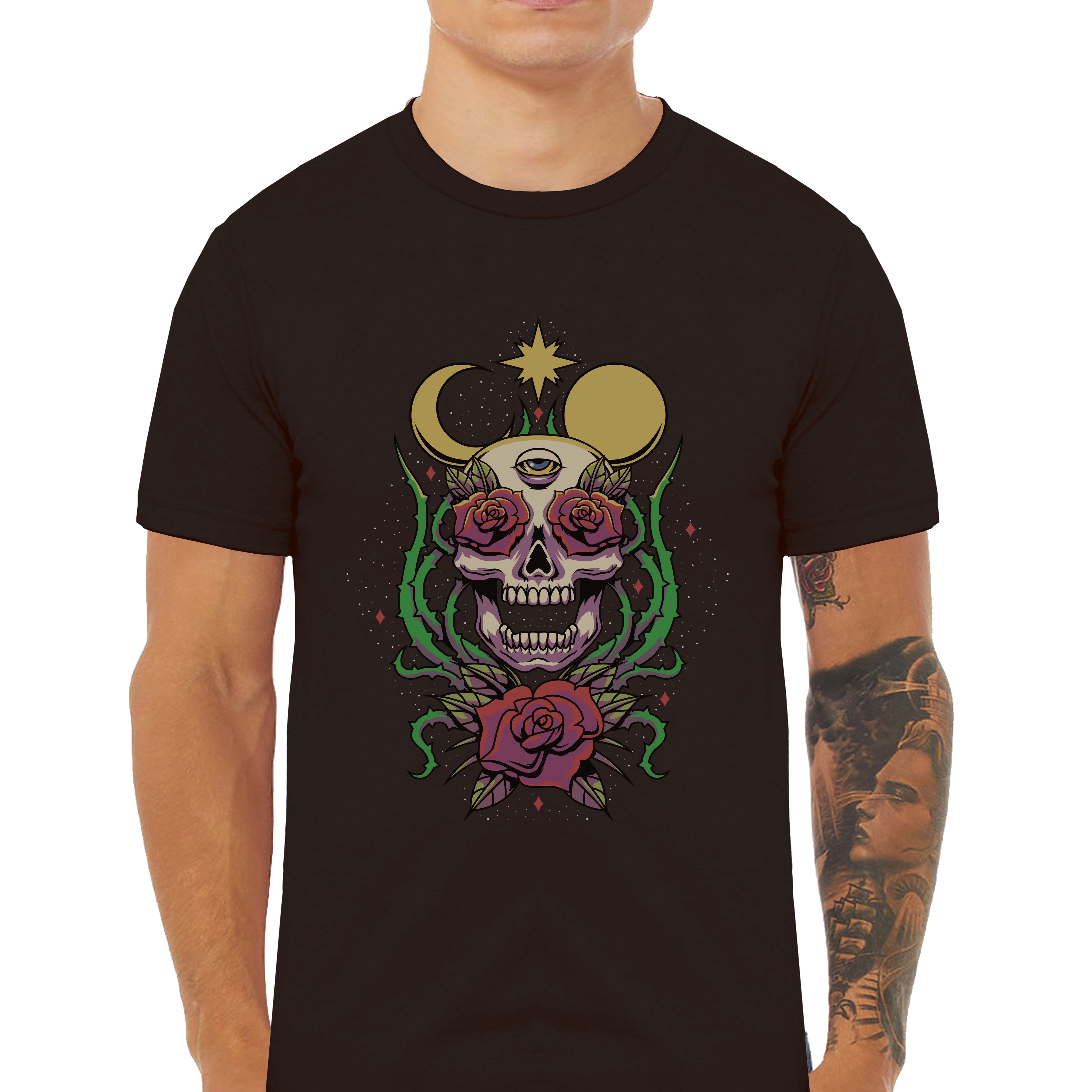 Moon Night Skull Classic Graphic T-Shirt - Cuztom Threadz